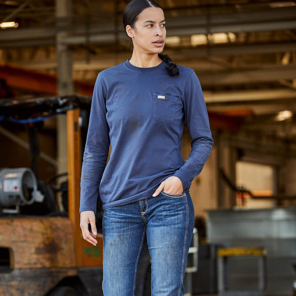 Rebar Workman USA Logo T-Shirt Women - MOOD INDIGO