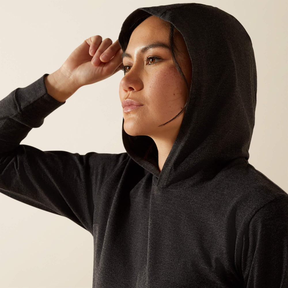 Rebar Cotton Strong Hooded T-Shirt Women - CHARCOAL HEATHER