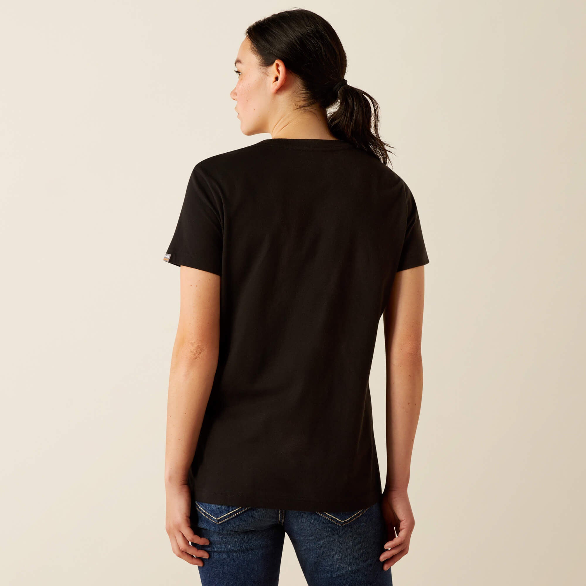 Rebar Cotton Strong Standard V-Neck T-Shirt Women - BLACK