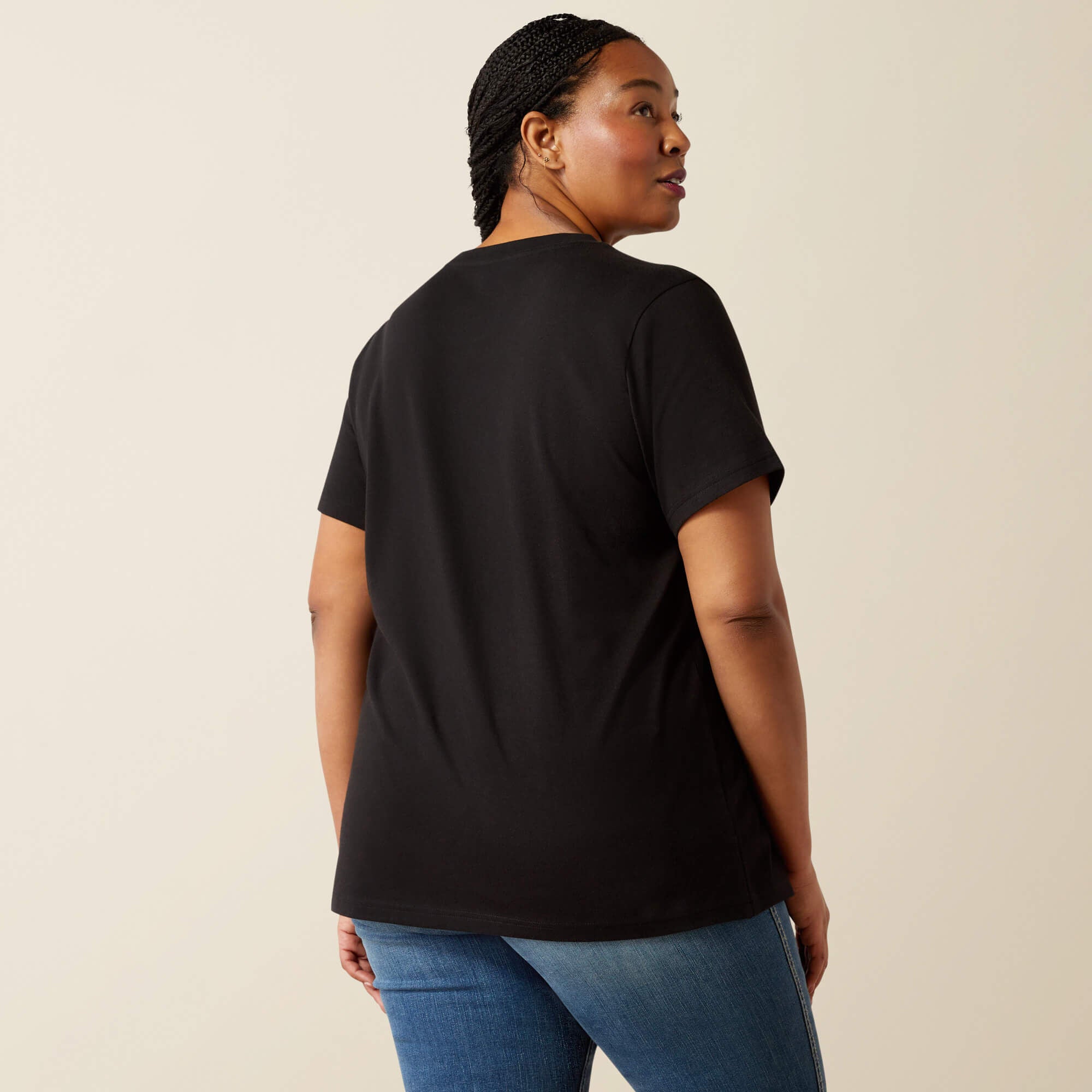 Rebar Cotton Strong Standard V-Neck T-Shirt Women - BLACK