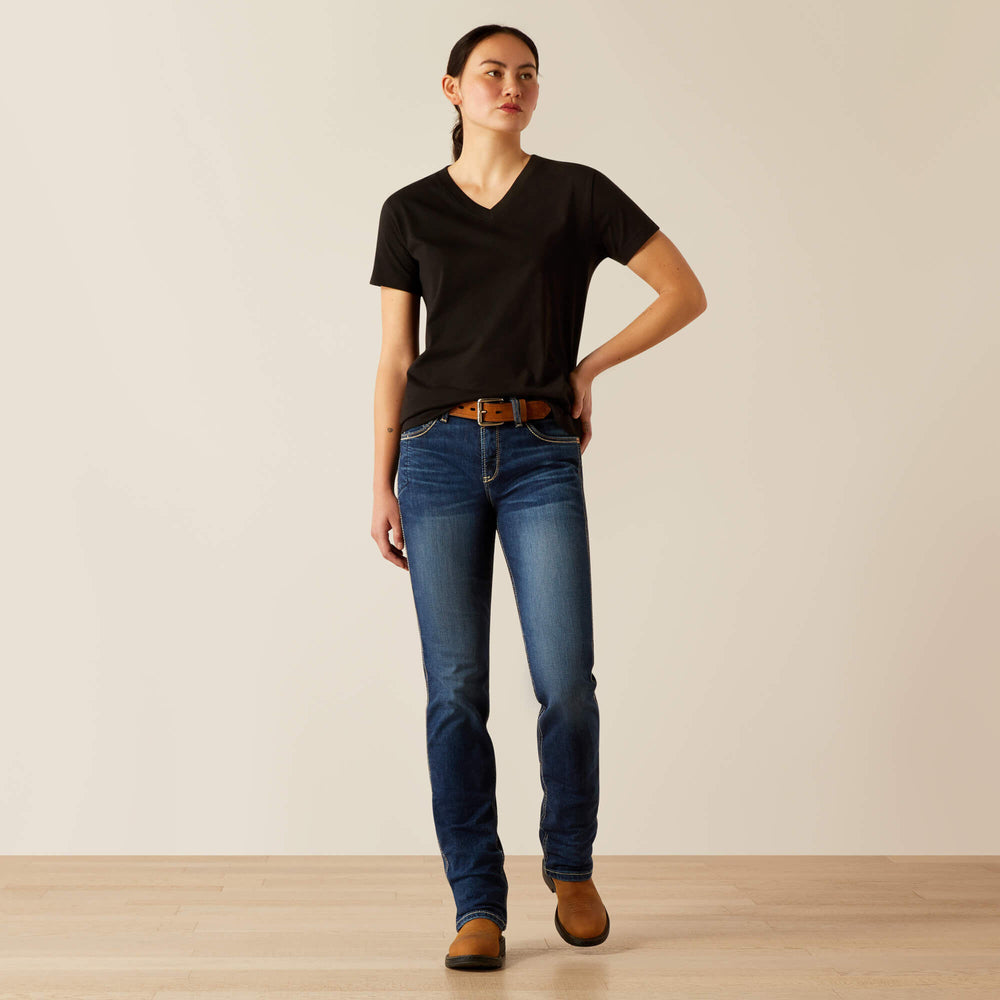 Rebar Cotton Strong Standard V-Neck T-Shirt Women - BLACK