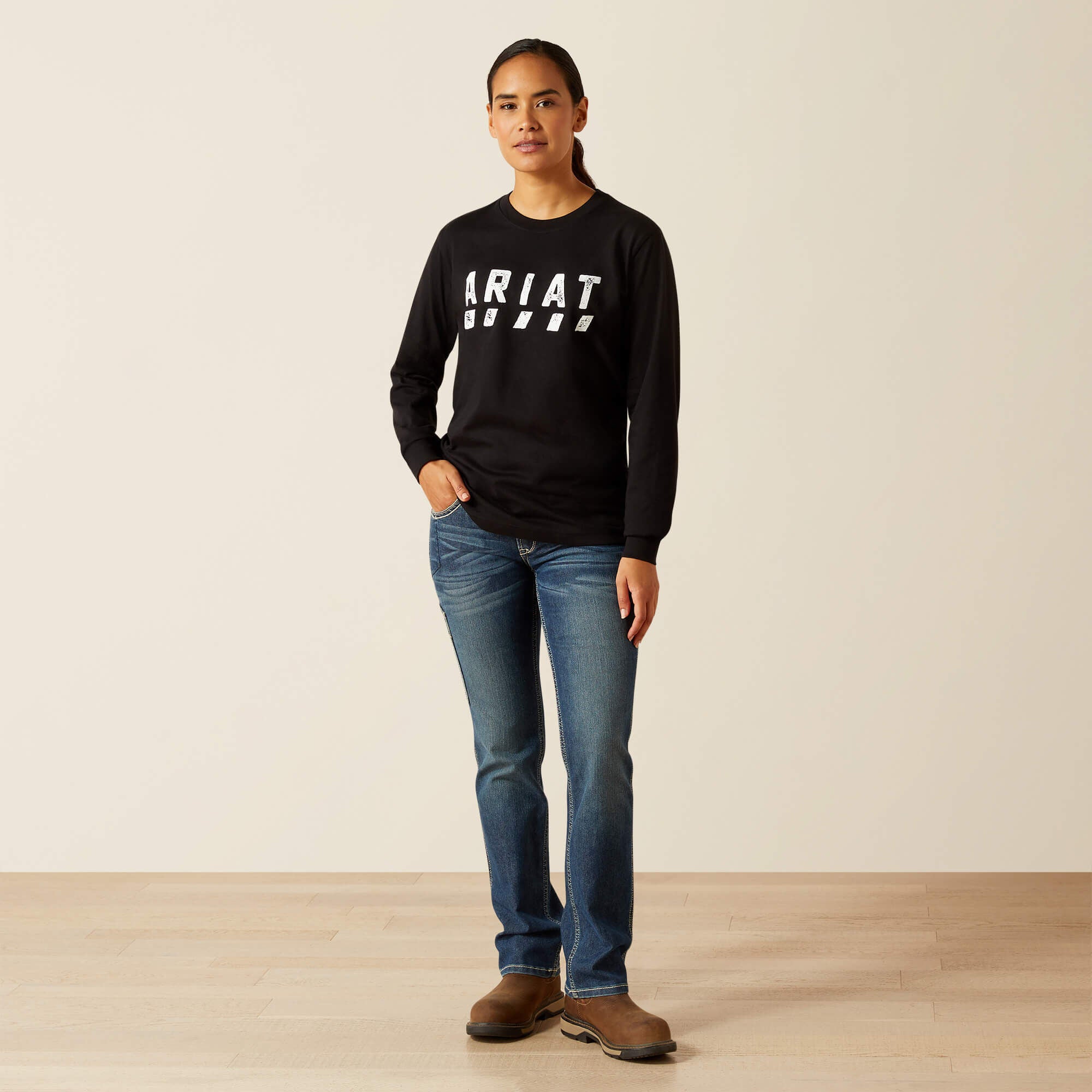 Rebar Cotton Strong Logo T-Shirt Women - BLACK