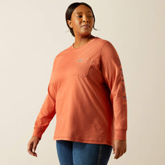 Rebar Workman Logo T-Shirt Women - ARAGON/BARN RED