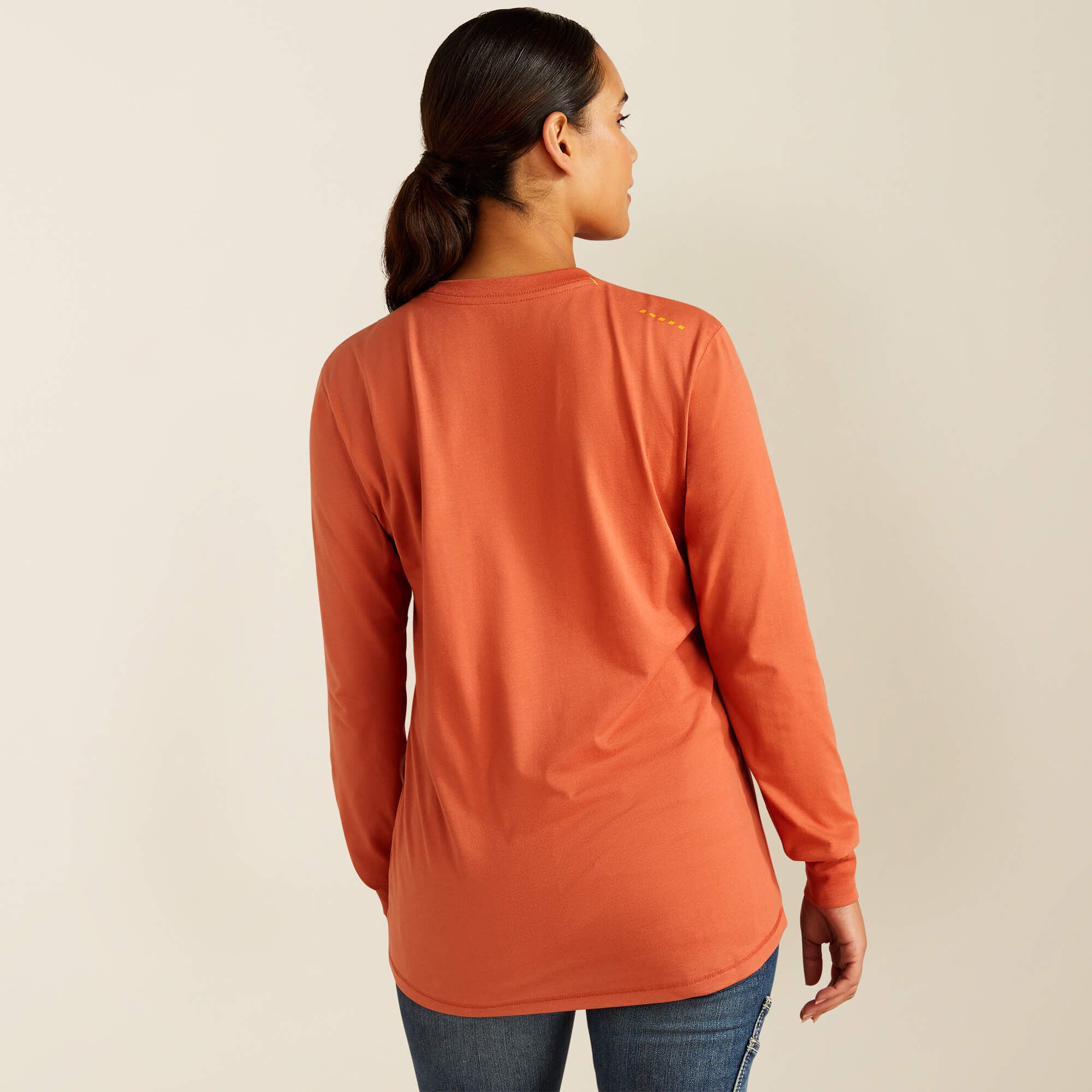 Rebar Workman Logo T-Shirt Women - ARAGON/BARN RED