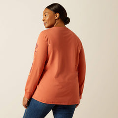 Rebar Workman Logo T-Shirt Women - ARAGON/BARN RED