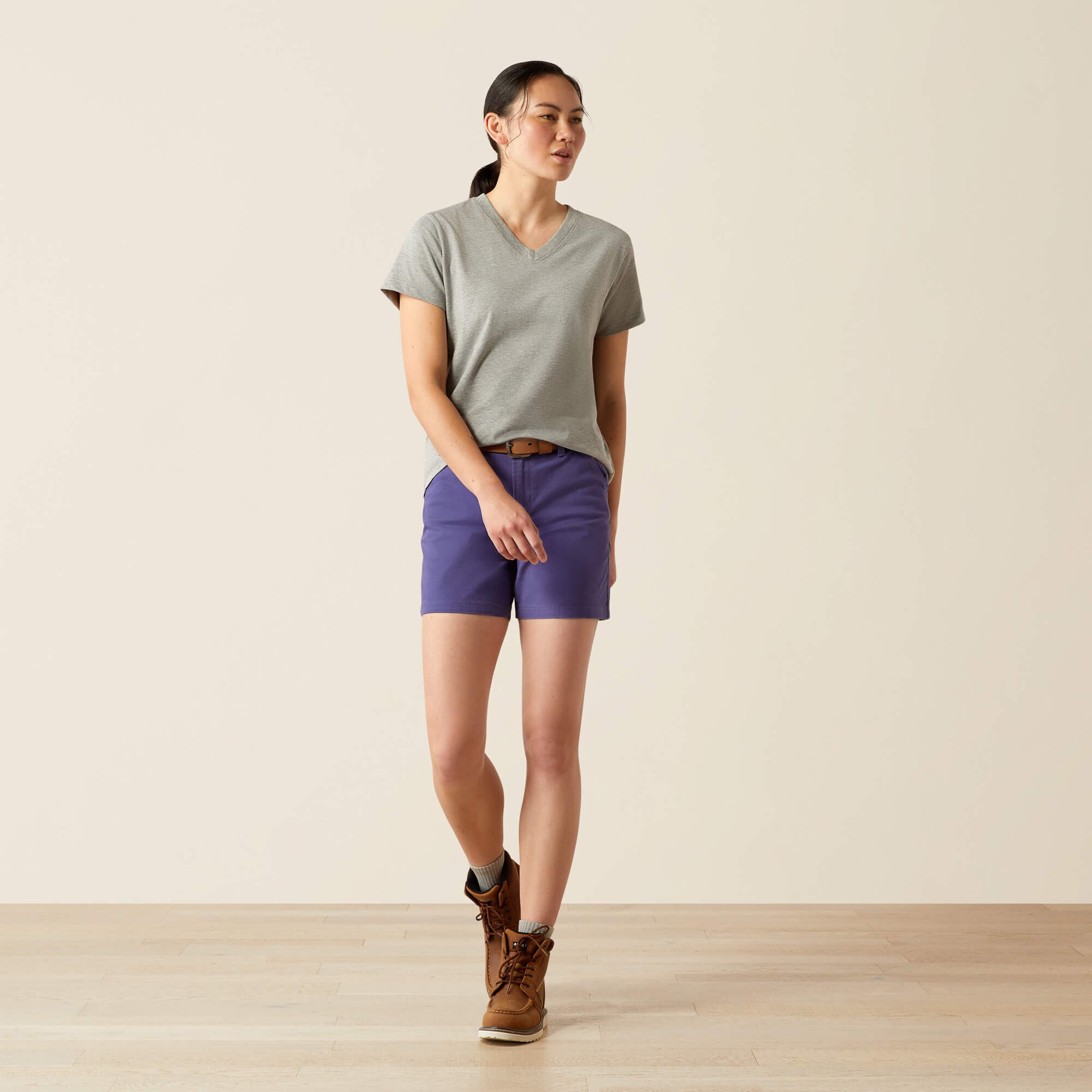 Rebar Cotton Strong Standard V-Neck T-Shirt Women - HEATHER GREY