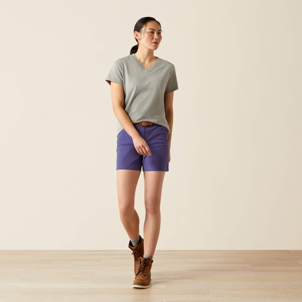 Rebar Cotton Strong Standard V-Neck T-Shirt Women - HEATHER GREY