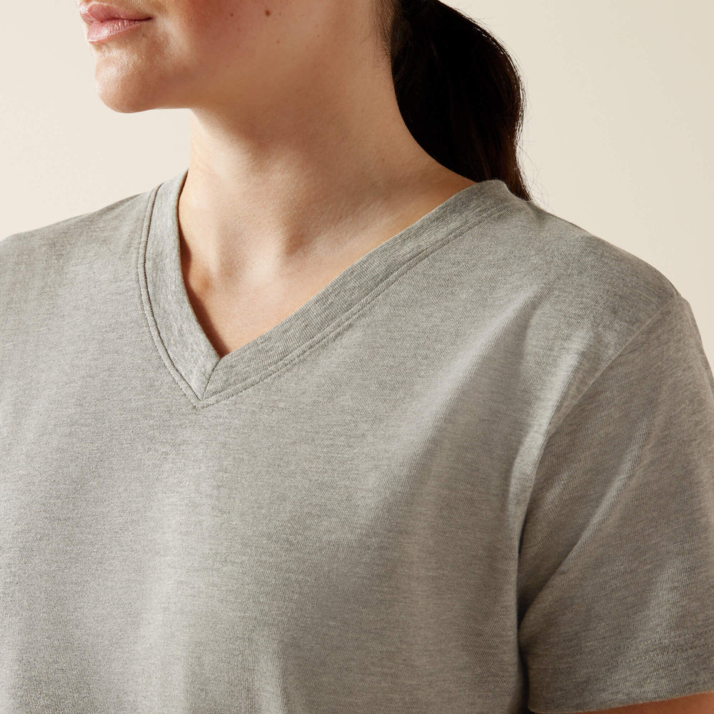 Rebar Cotton Strong Standard V-Neck T-Shirt Women - HEATHER GREY