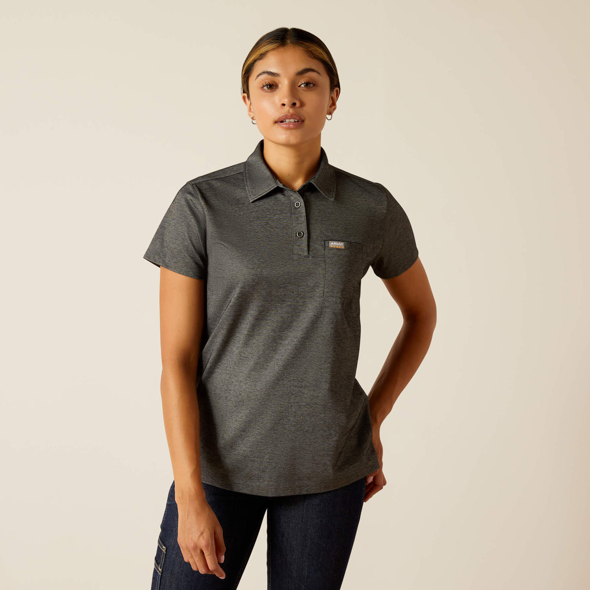 Rebar Foreman Polo Women - CHARCOAL HEATHER