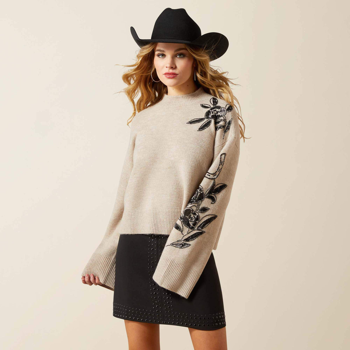 All In Embellished Sweater Women - OATMEAL HEATHER