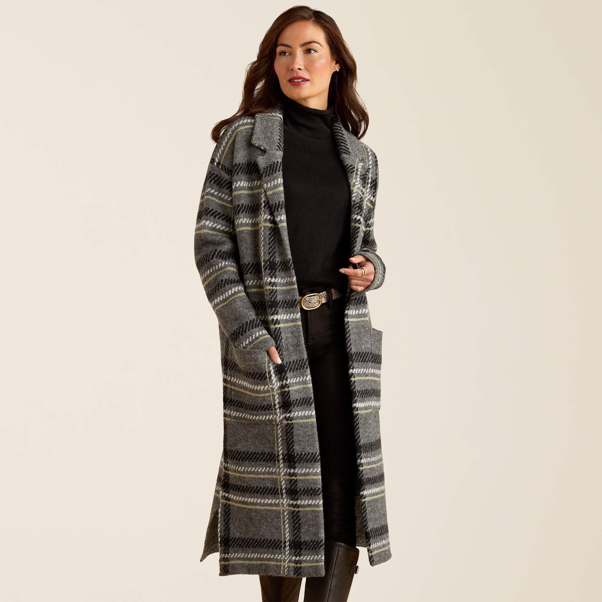 Ballston Cardigan Women - CHARCOAL PLAID