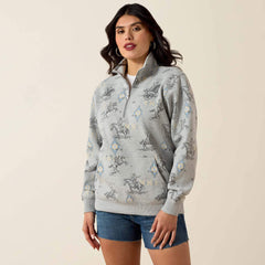 Sapphire 1/2 Zip Sweatshirt Women - HEATHER GREY