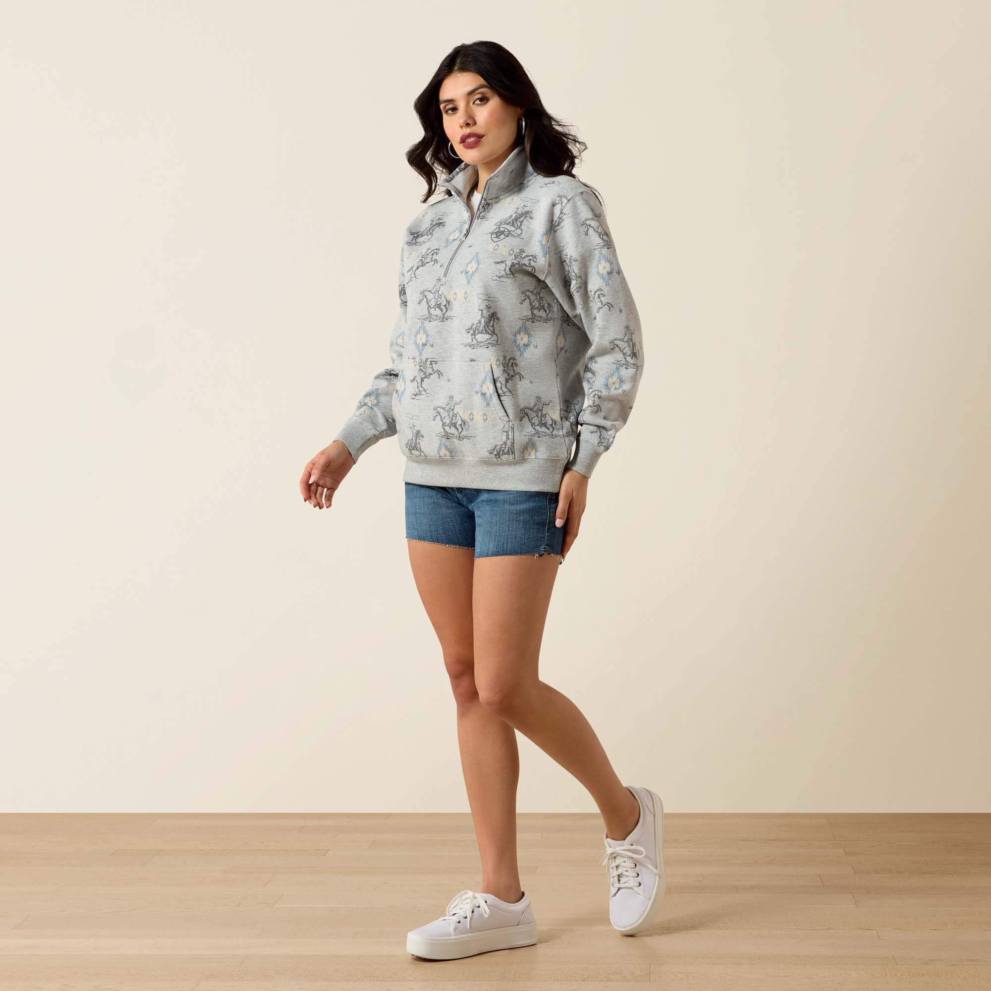 Sapphire 1/2 Zip Sweatshirt Women - HEATHER GREY