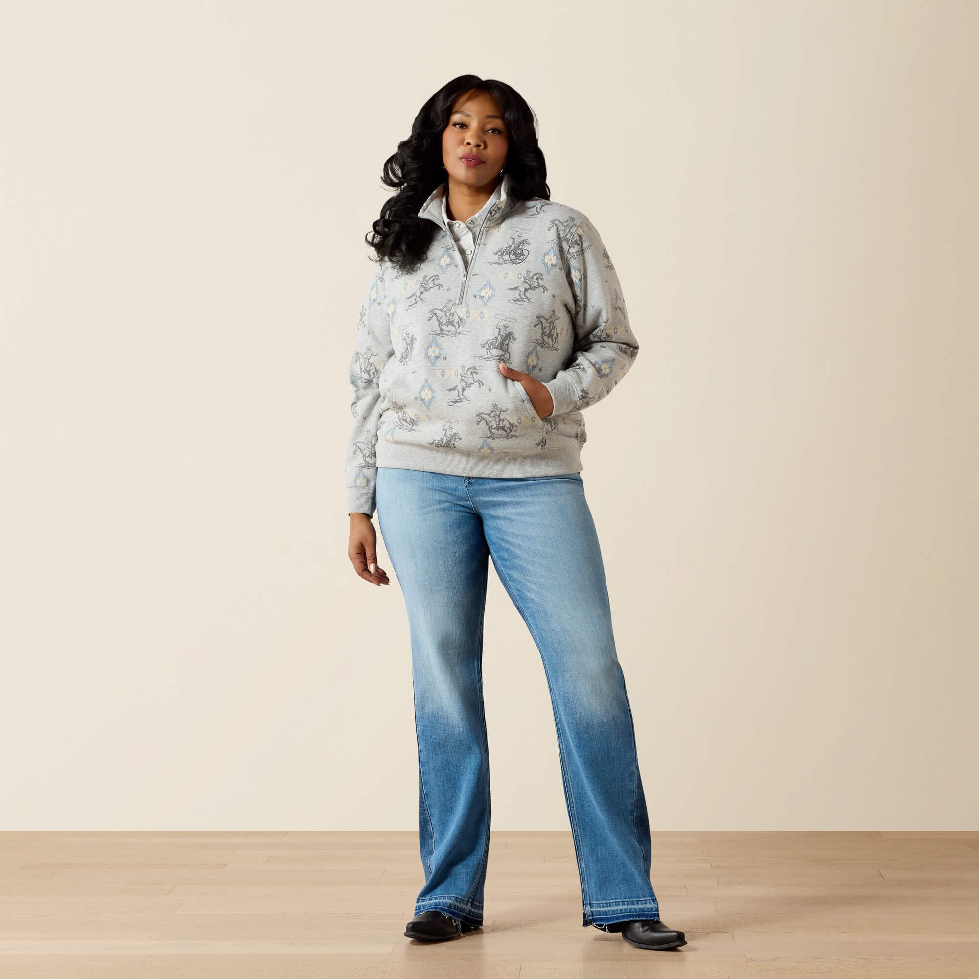 Sapphire 1/2 Zip Sweatshirt Women - HEATHER GREY