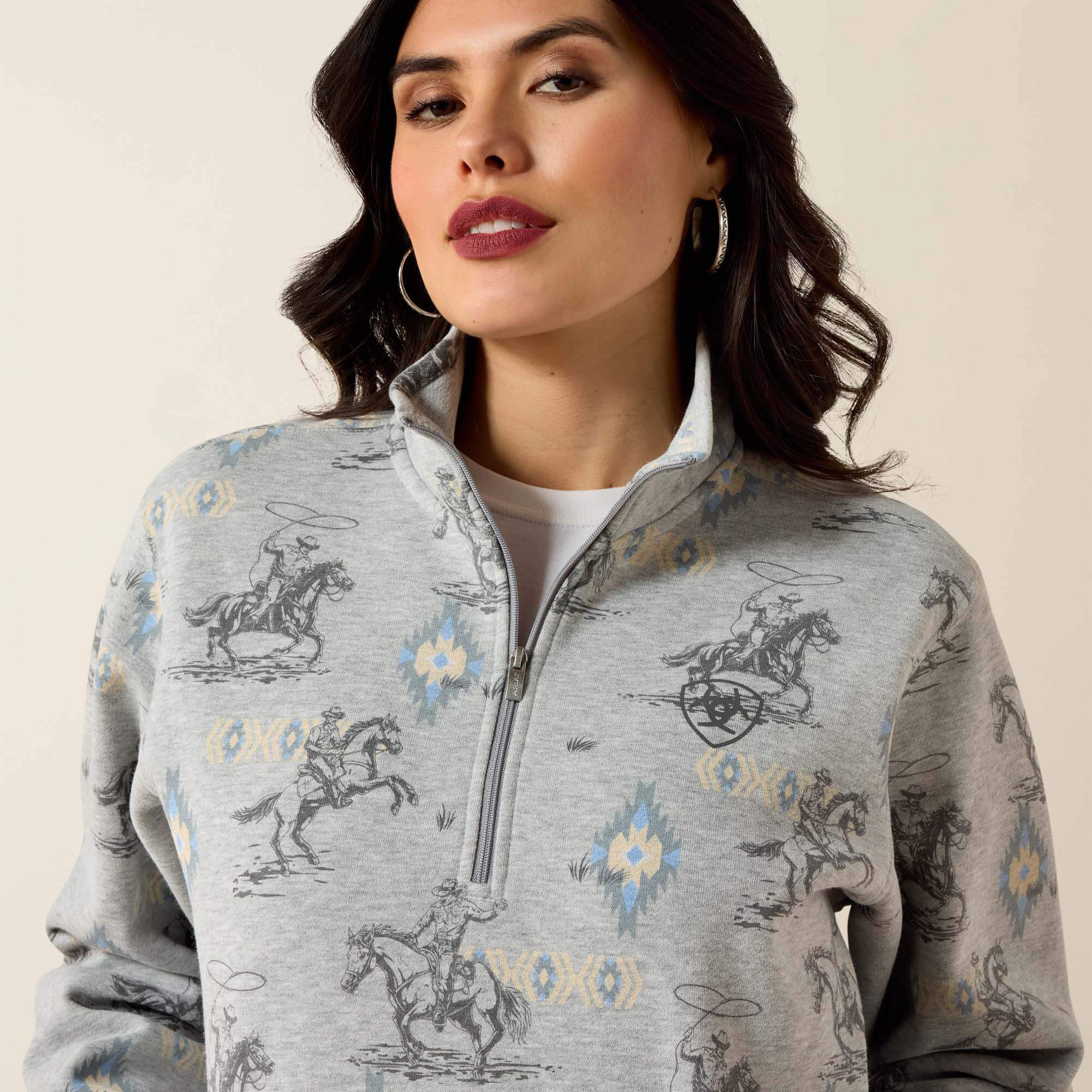 Sapphire 1/2 Zip Sweatshirt Women - HEATHER GREY