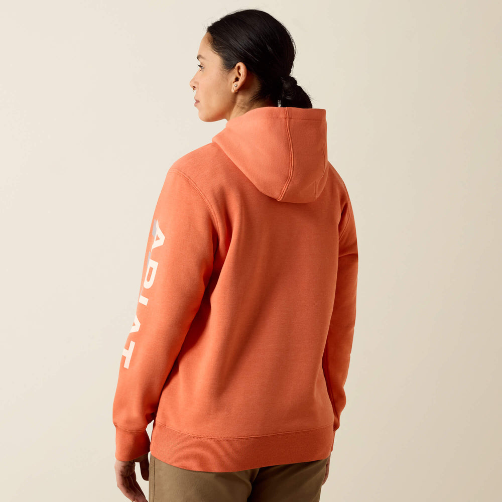 Rebar Lightweight Logo 1/2 Zip Hoodie Women - LANGUNISTO HEATHER/TROPICAL PEACH