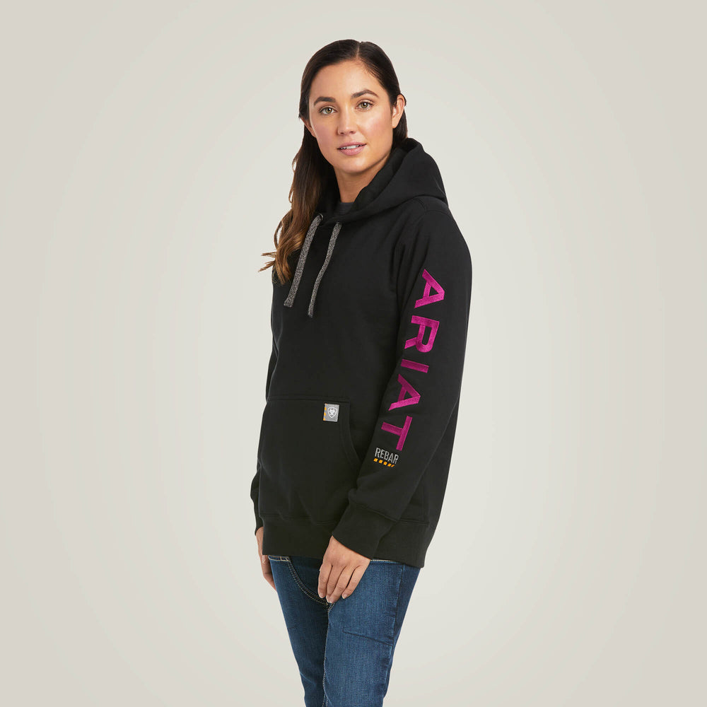 Rebar Graphic Hoodie Women - BLACK/PURPLE
