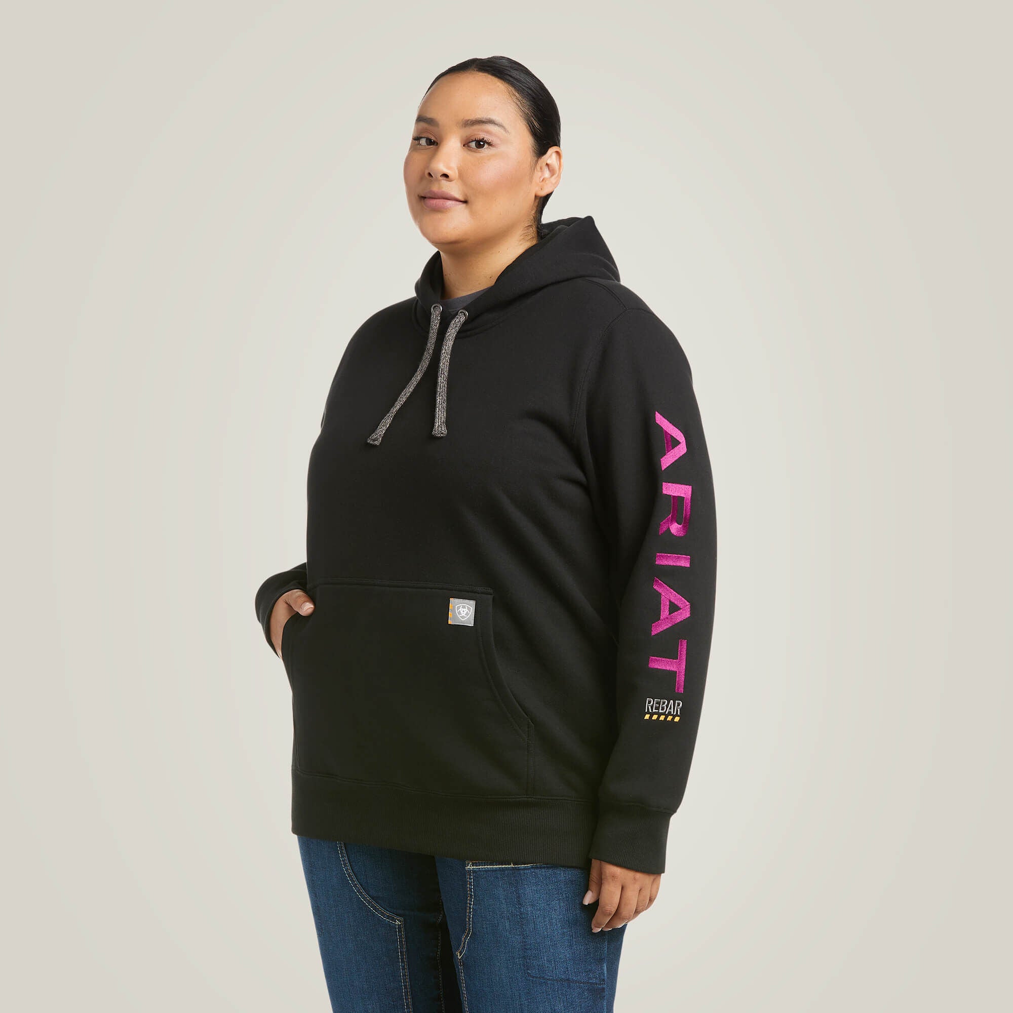 Rebar Graphic Hoodie Women - BLACK/PURPLE