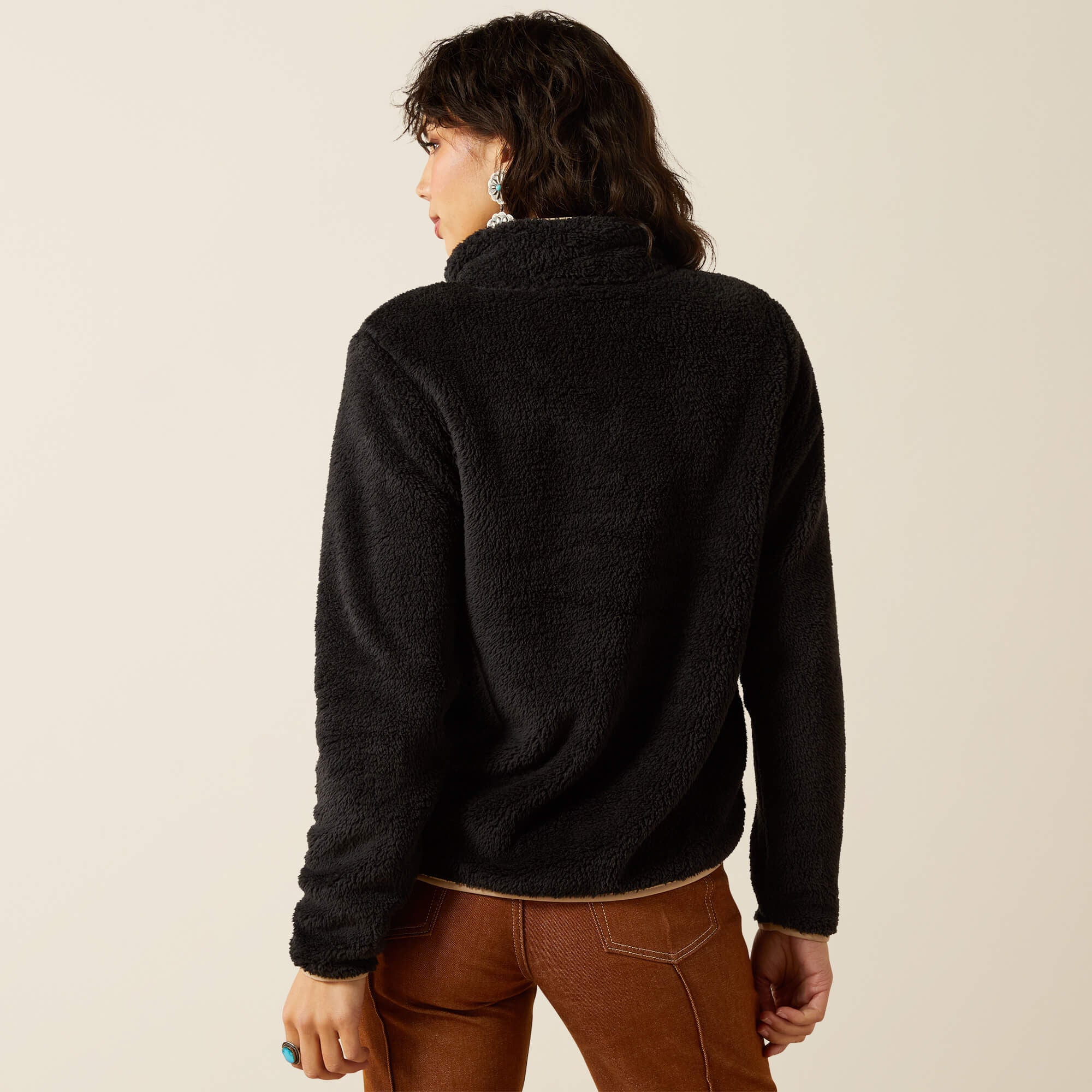Berber Snap Front Sweatshirt Women - BLACK