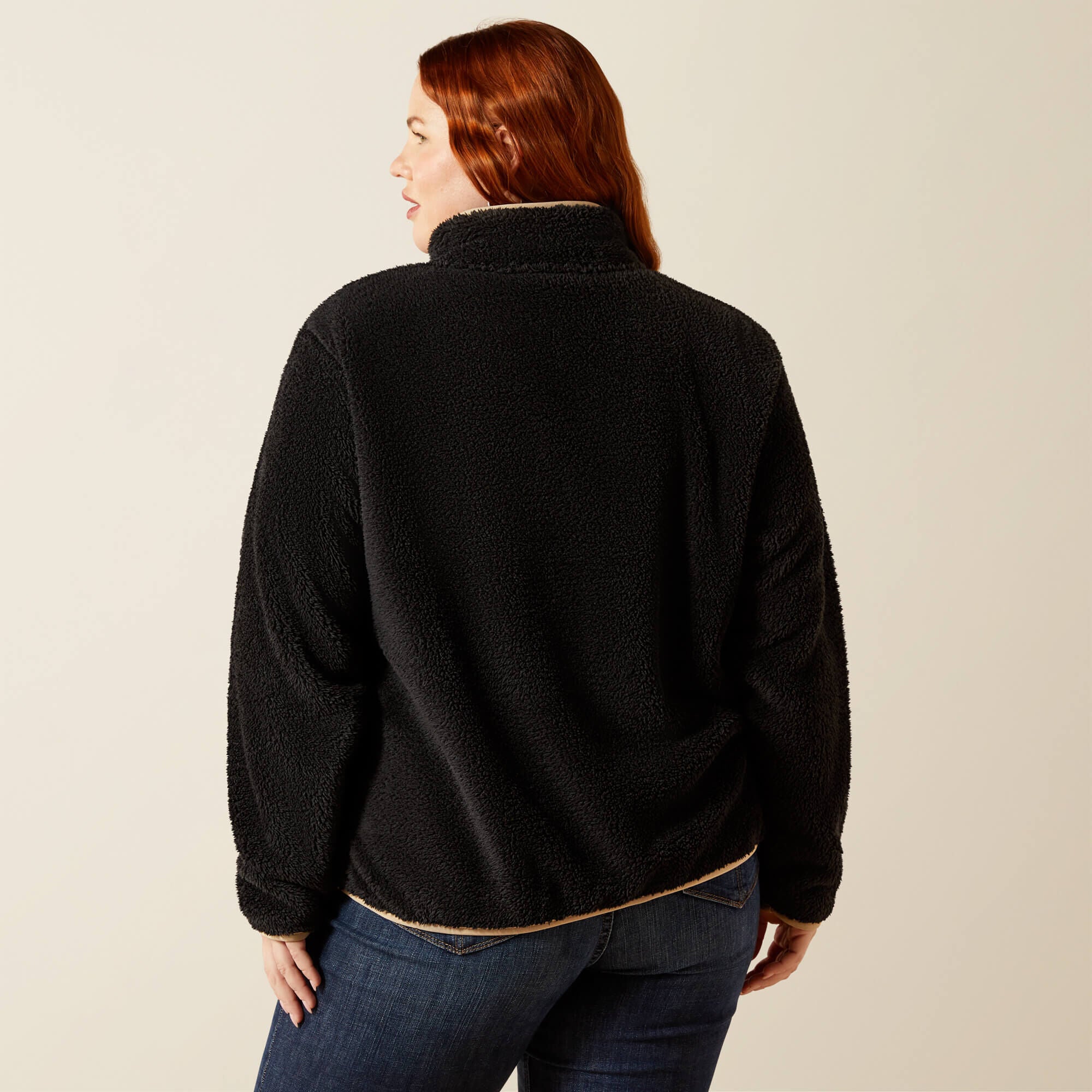 Berber Snap Front Sweatshirt Women - BLACK
