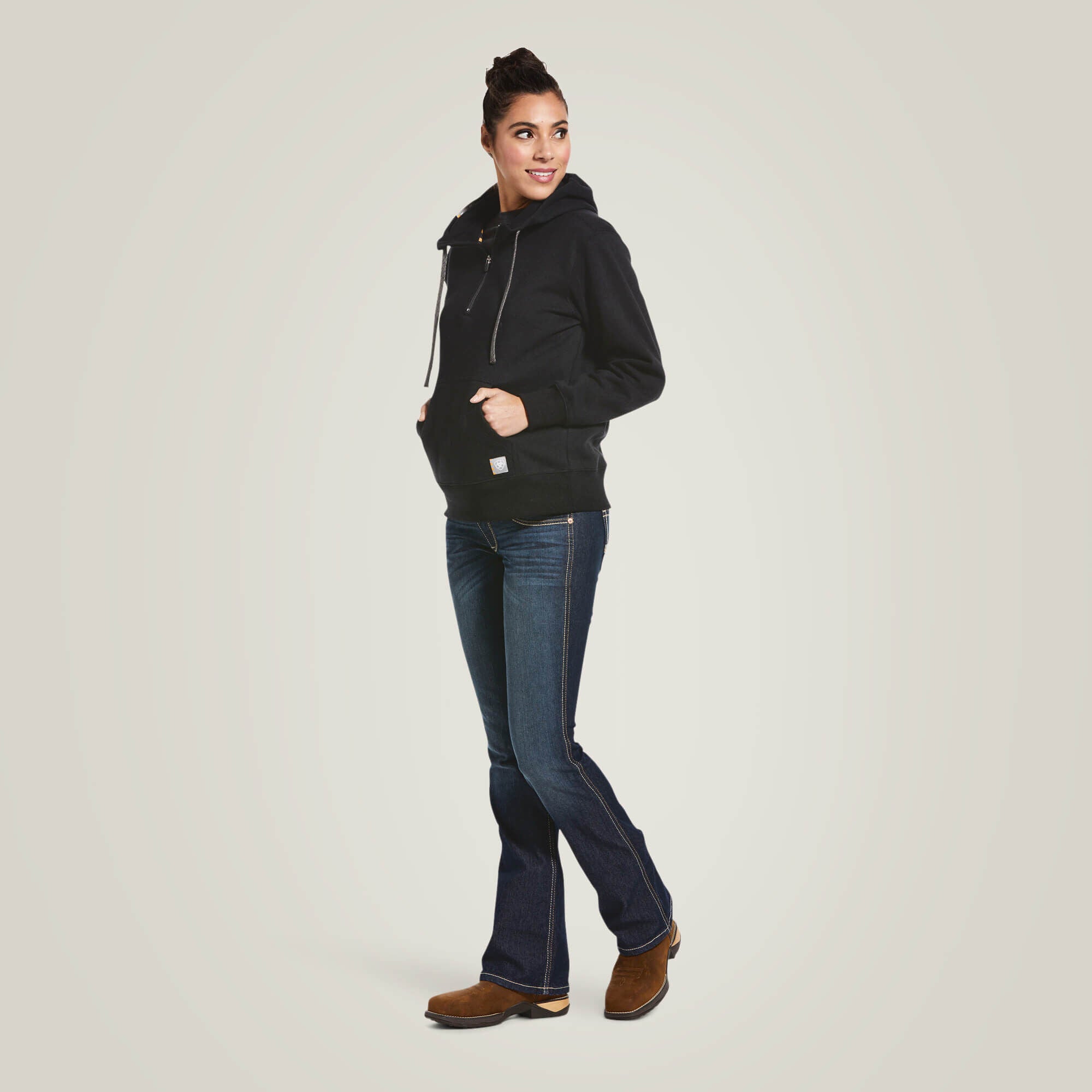 Rebar Skill Set 1/2 Zip Hoodie Women - BLACK