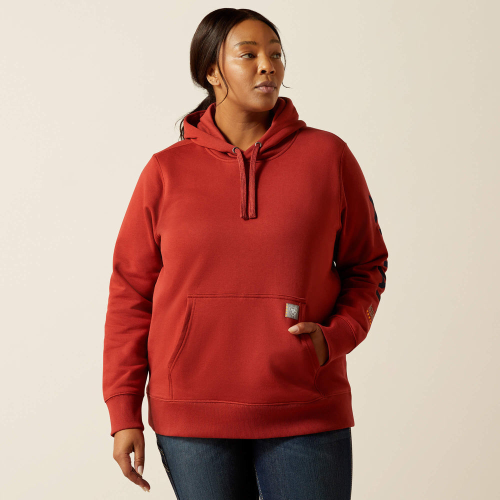 Rebar Graphic Hoodie Women - BARN RED/NAVY