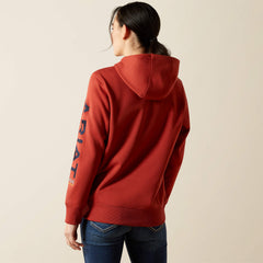 Rebar Graphic Hoodie Women - BARN RED/NAVY