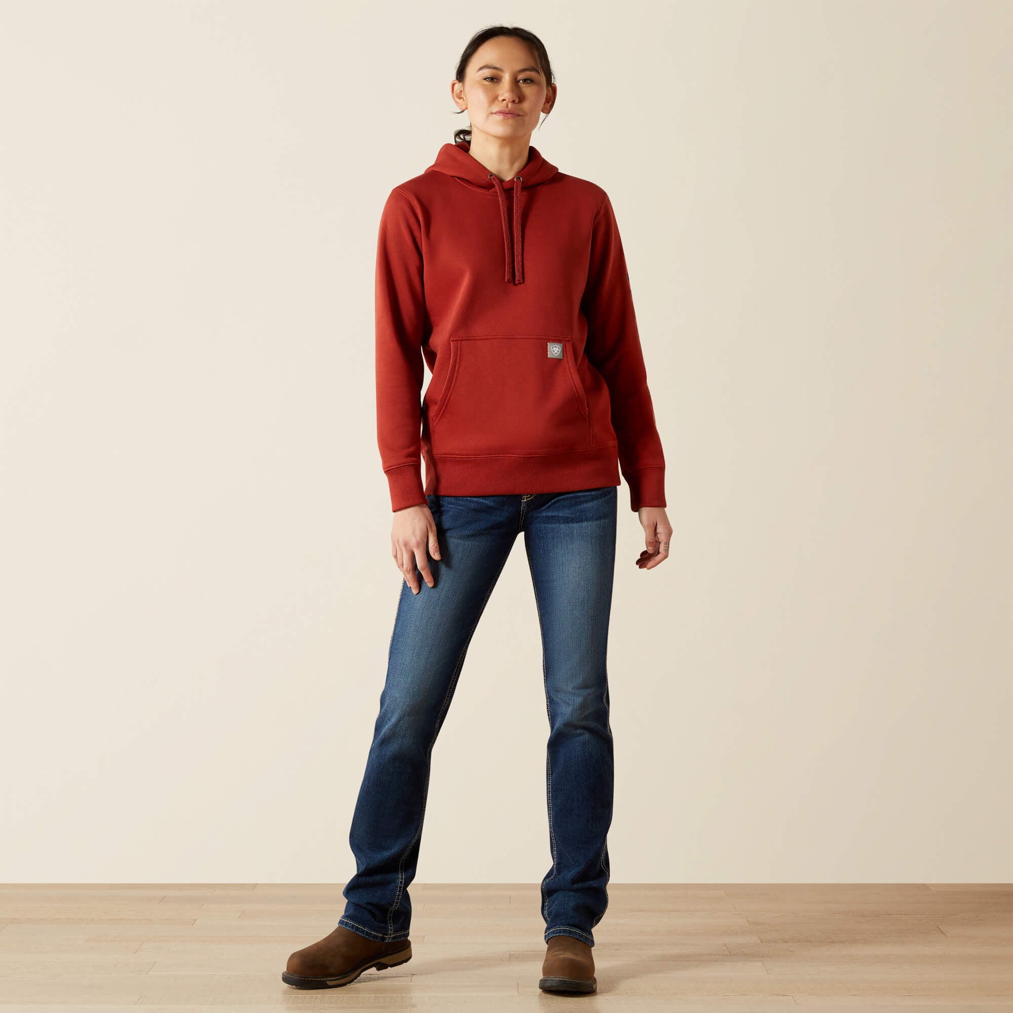 Rebar Graphic Hoodie Women - BARN RED/NAVY