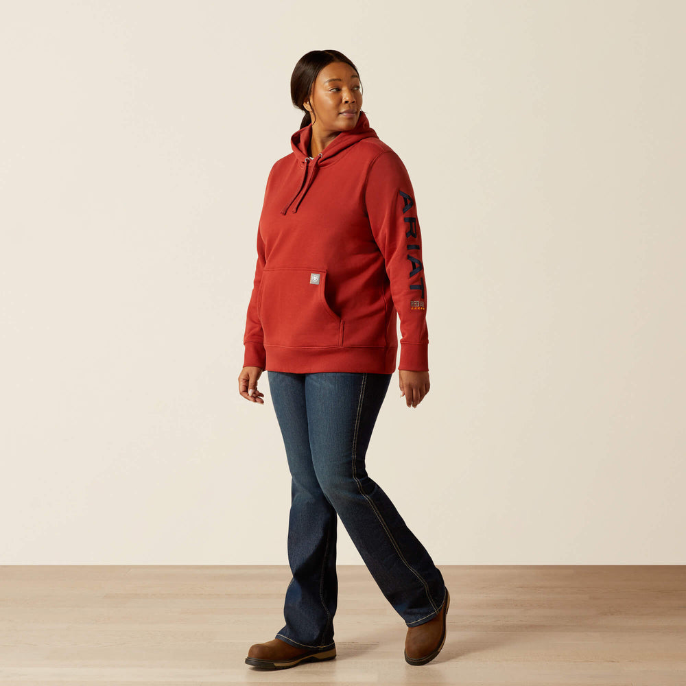 Rebar Graphic Hoodie Women - BARN RED/NAVY