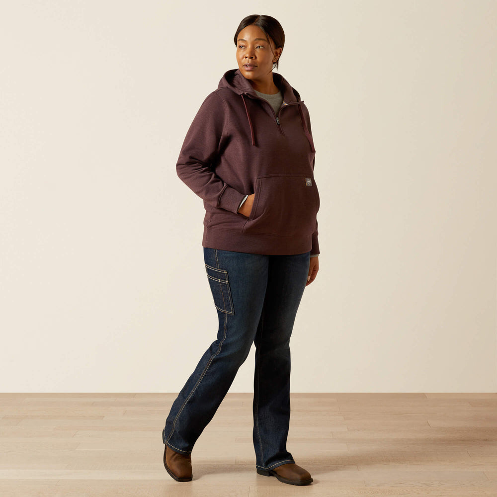 Rebar Skill Set 1/2 Zip Hoodie Women - FUDGE HEATHER