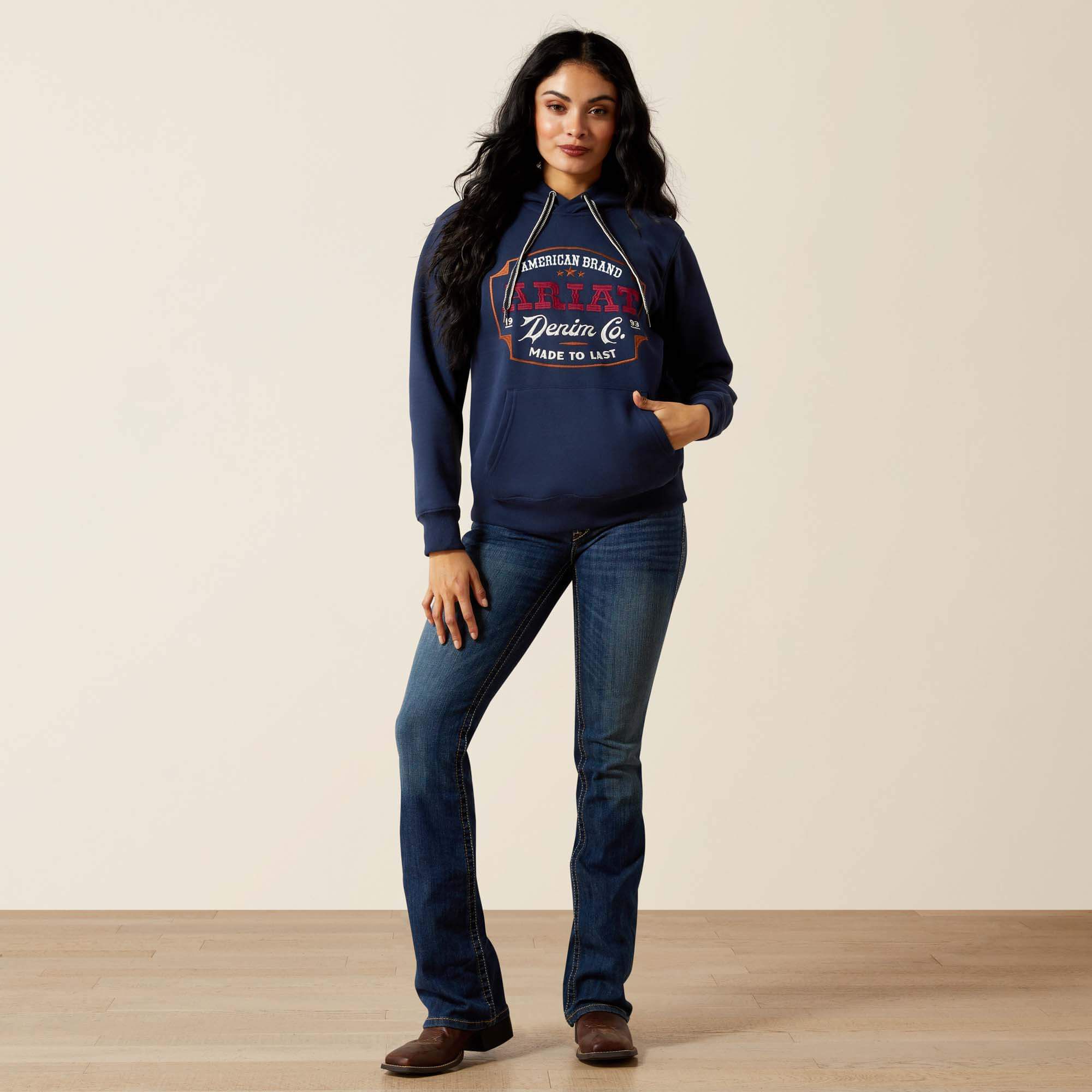 Ariat Emblem Hoodie Women - DRESS BLUES