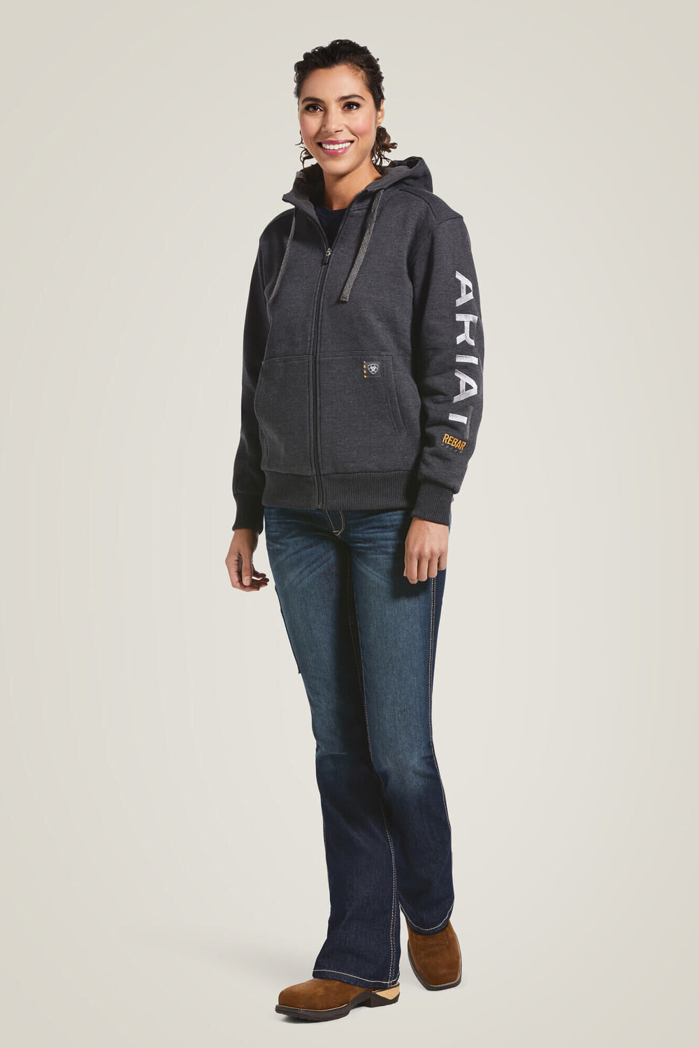 Rebar All-Weather Full Zip Hoodie Women - CHARCOAL HEATHER