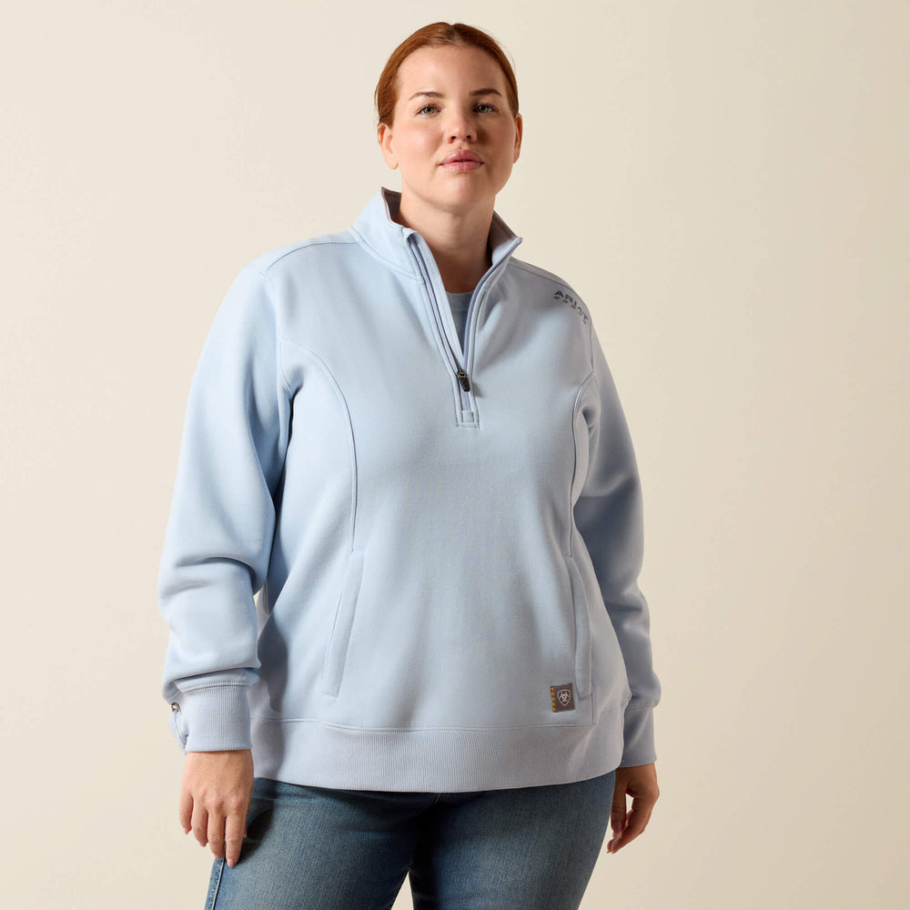 Rebar Lightweight Mock 1/2 Zip Sweatshirt Women - SUBDUED BLUE