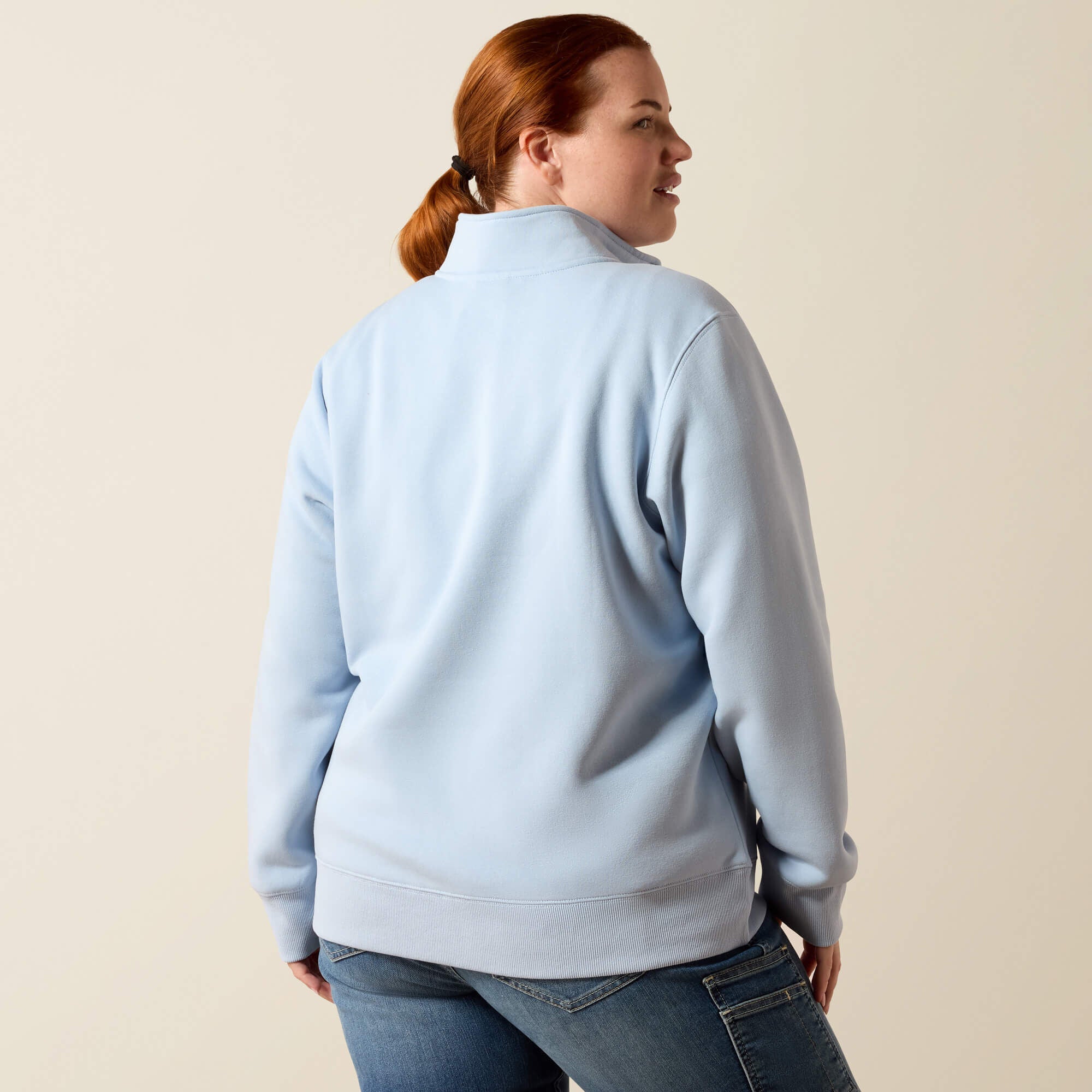 Rebar Lightweight Mock 1/2 Zip Sweatshirt Women - SUBDUED BLUE