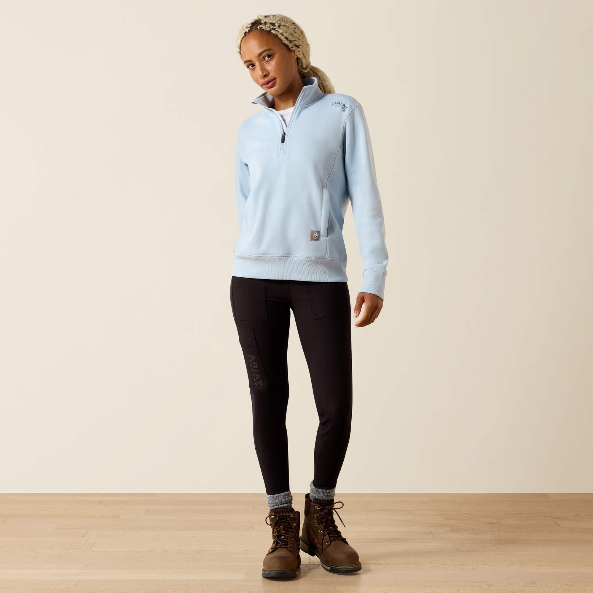 Rebar Lightweight Mock 1/2 Zip Sweatshirt Women - SUBDUED BLUE