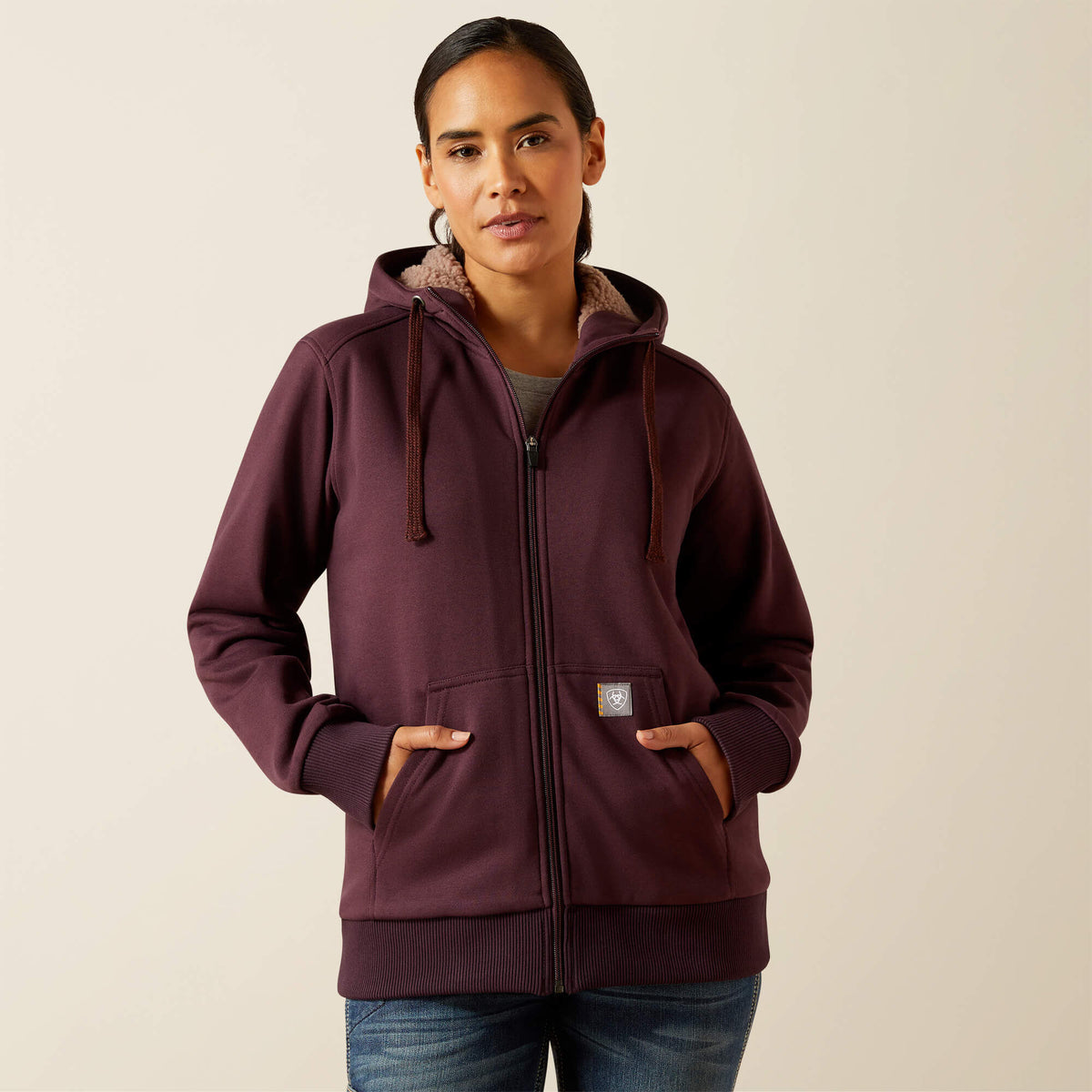 Rebar All-Weather Sherpa Full Zip Hoodie Women - FUDGE