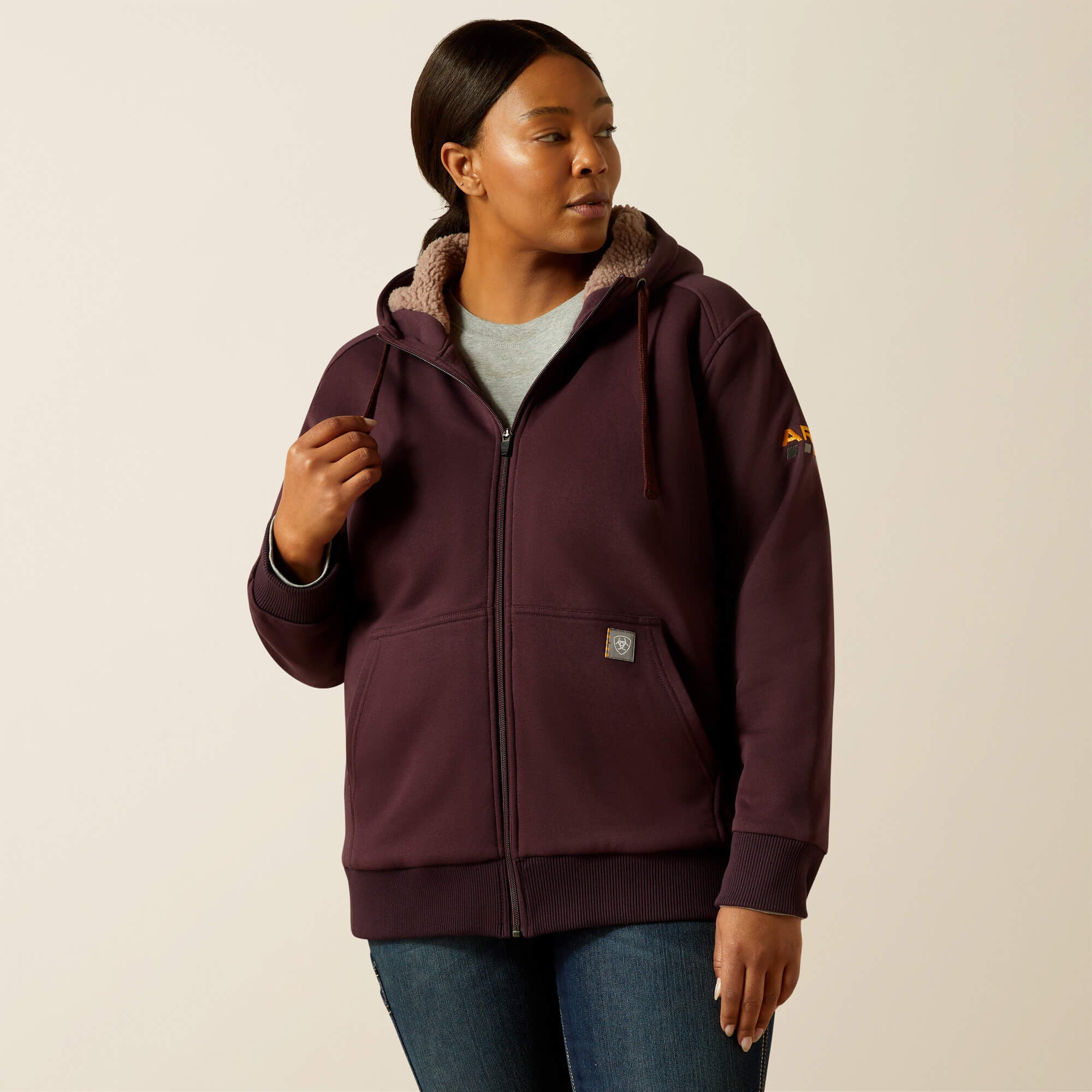 Rebar All-Weather Sherpa Full Zip Hoodie Women - FUDGE