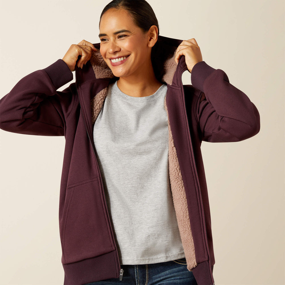 Rebar All-Weather Sherpa Full Zip Hoodie Women - FUDGE