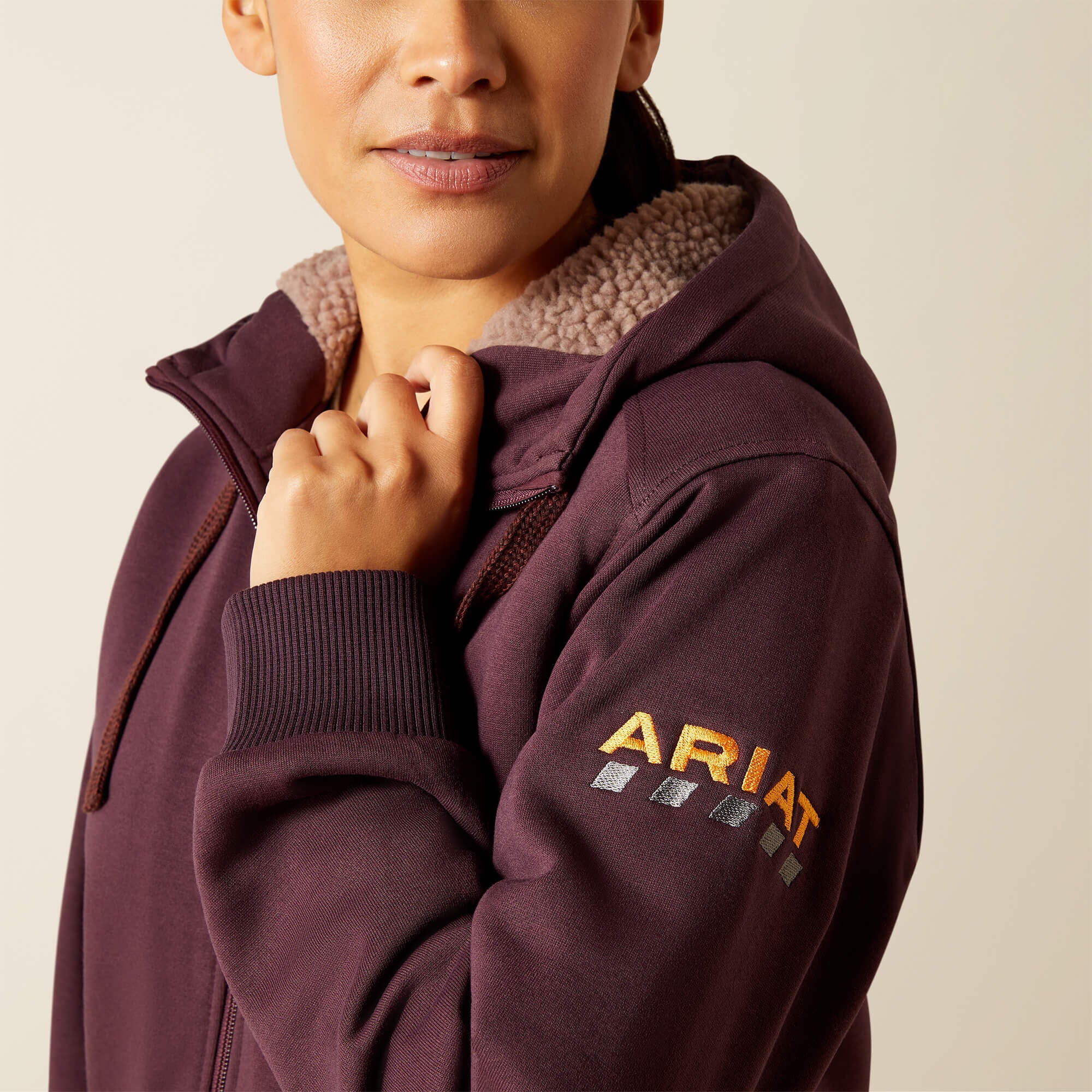 Rebar All-Weather Sherpa Full Zip Hoodie Women - FUDGE