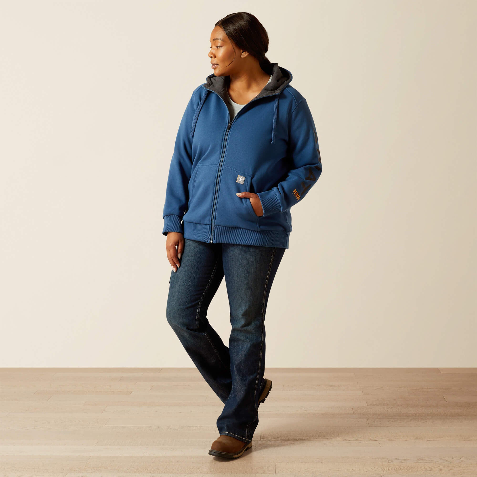 Rebar All-Weather Full Zip Hoodie Women - ENSIGN HEATHER