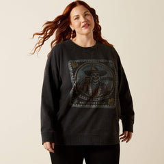 Oversize Sendero When Life Gives You Agaves Sweatshirt Women - BLACK MINERAL WASH