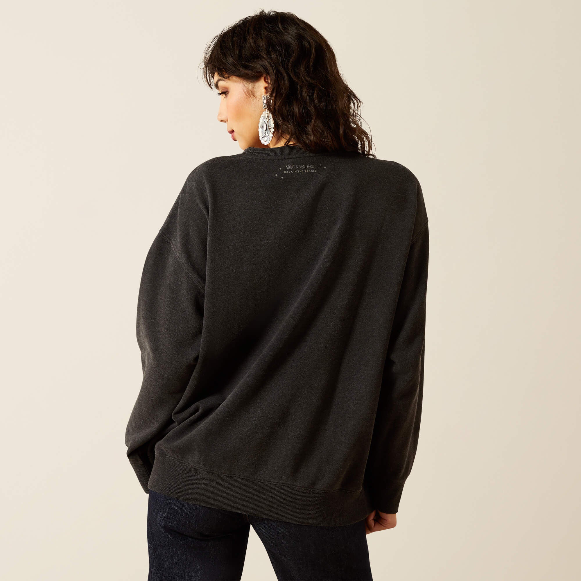 Oversize Sendero When Life Gives You Agaves Sweatshirt Women - BLACK MINERAL WASH