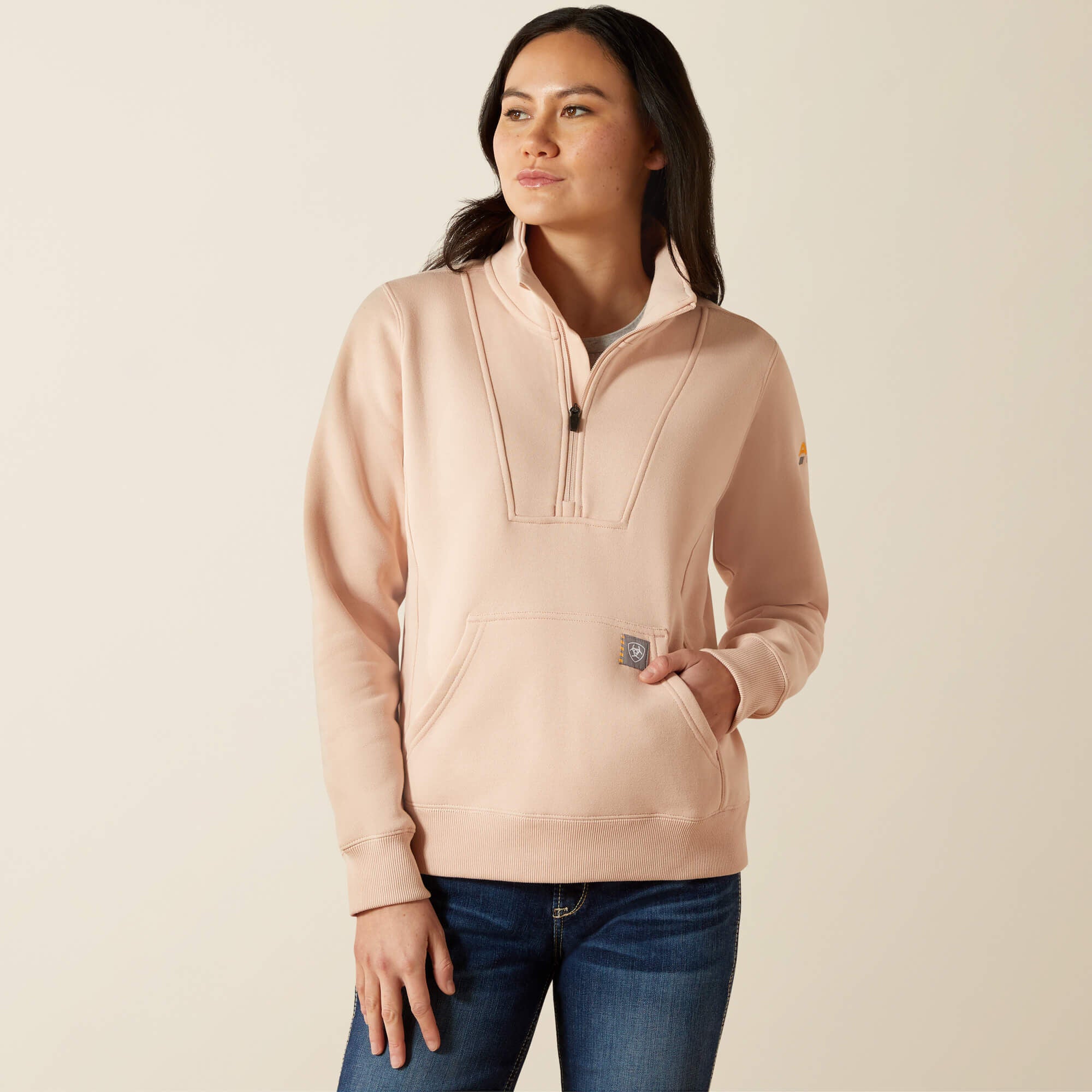 Rebar Traverse Funnel Neck Sweatshirt Women - CAMEO ROSE