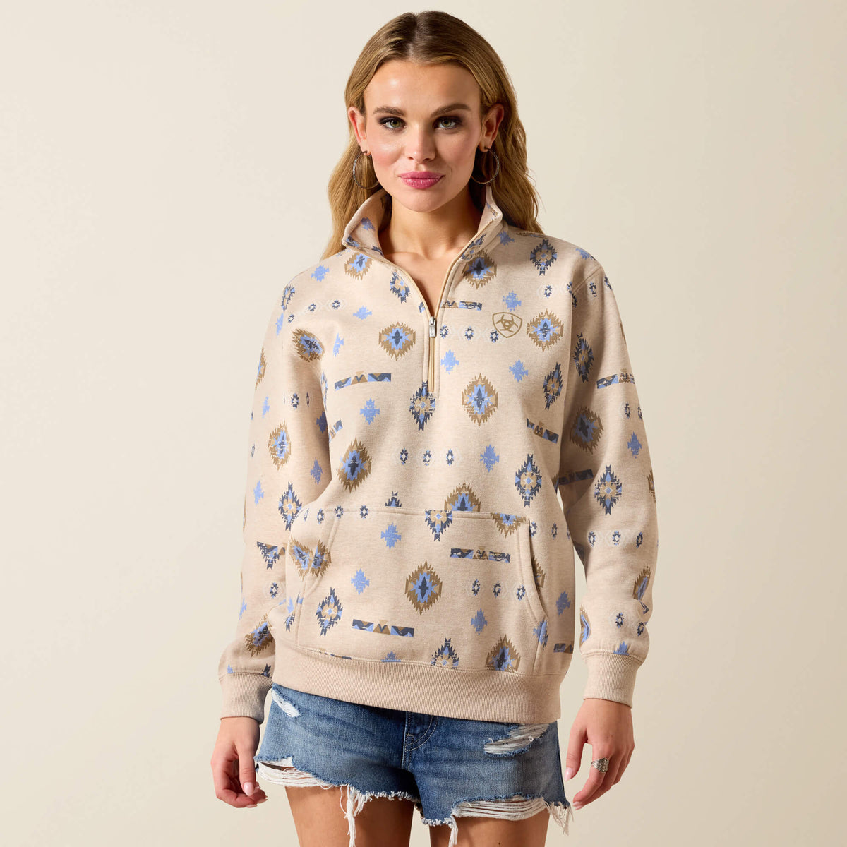 Sapphire 1/2 Zip Sweatshirt Women - OATMEAL HEATHER