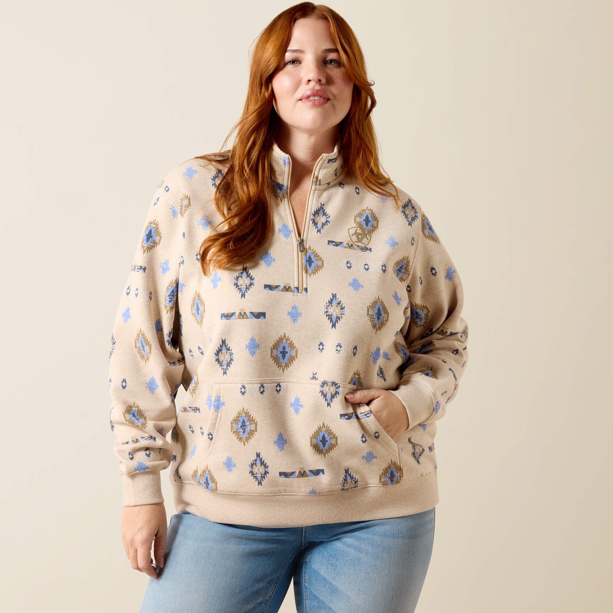 Sapphire 1/2 Zip Sweatshirt Women - OATMEAL HEATHER