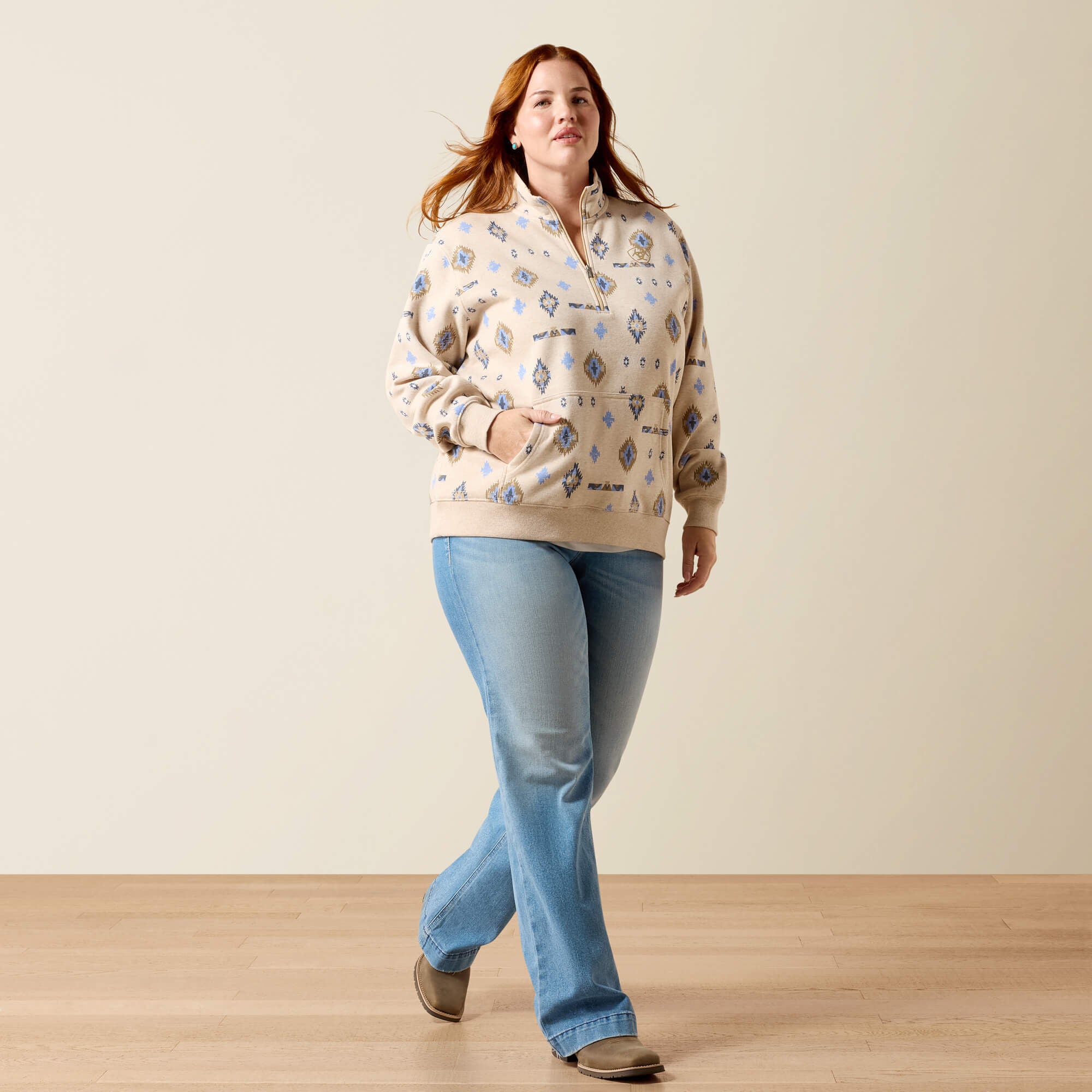 Sapphire 1/2 Zip Sweatshirt Women - OATMEAL HEATHER