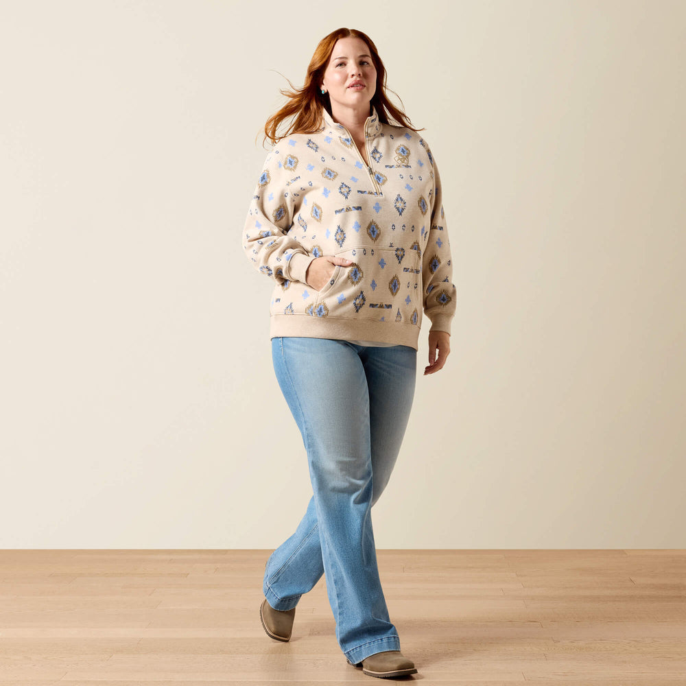 Sapphire 1/2 Zip Sweatshirt Women - OATMEAL HEATHER