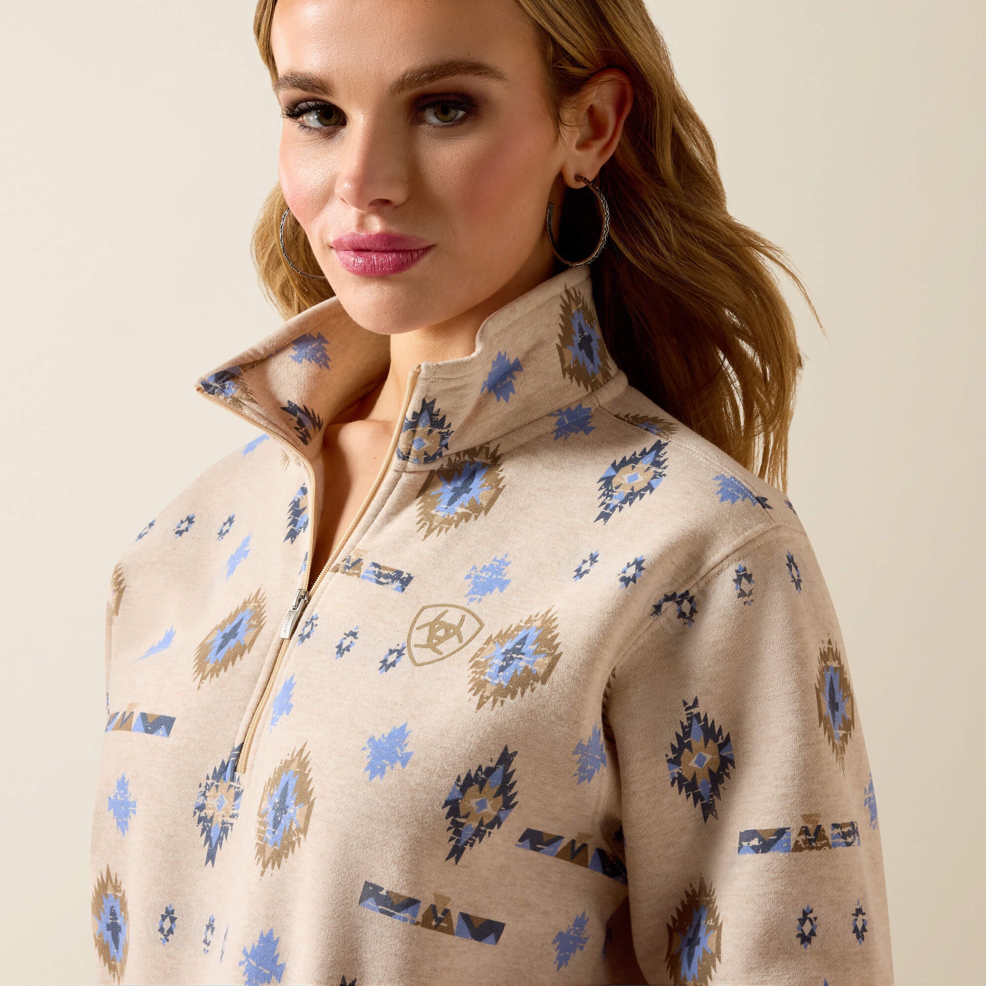 Sapphire 1/2 Zip Sweatshirt Women - OATMEAL HEATHER
