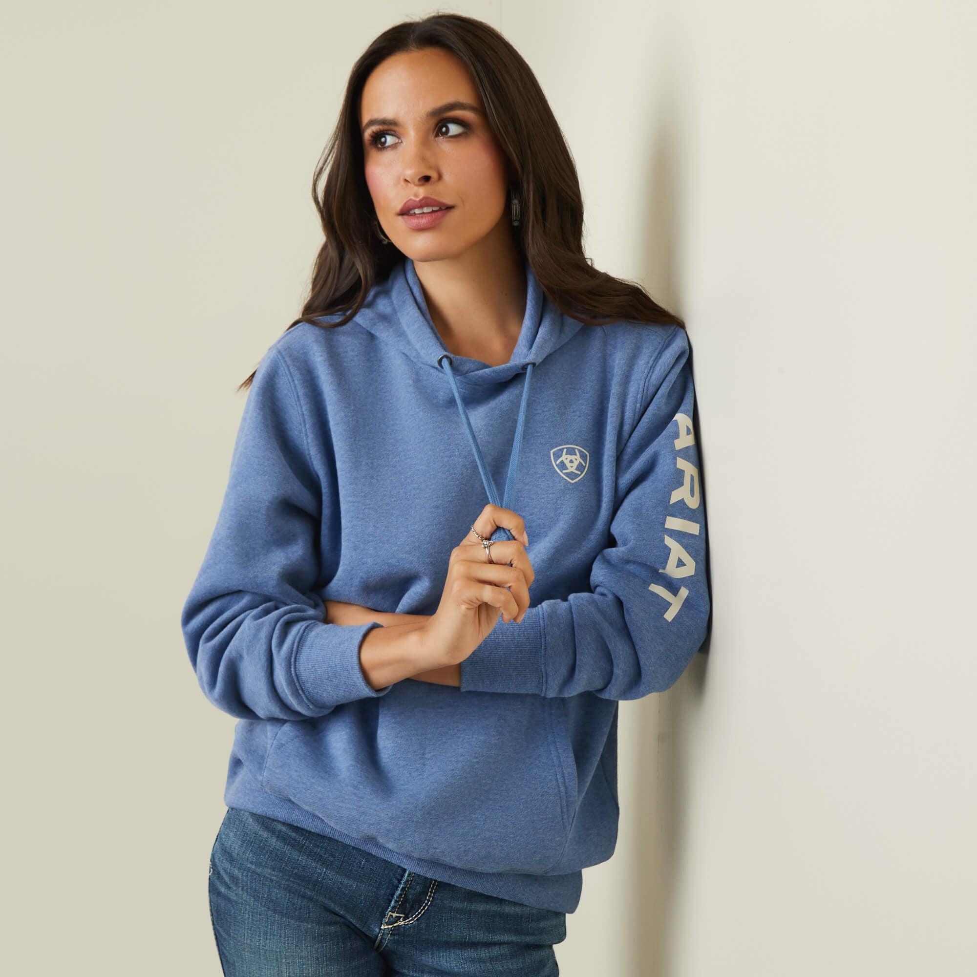 Ariat Logo Hoodie Women - BLUE HEATHER