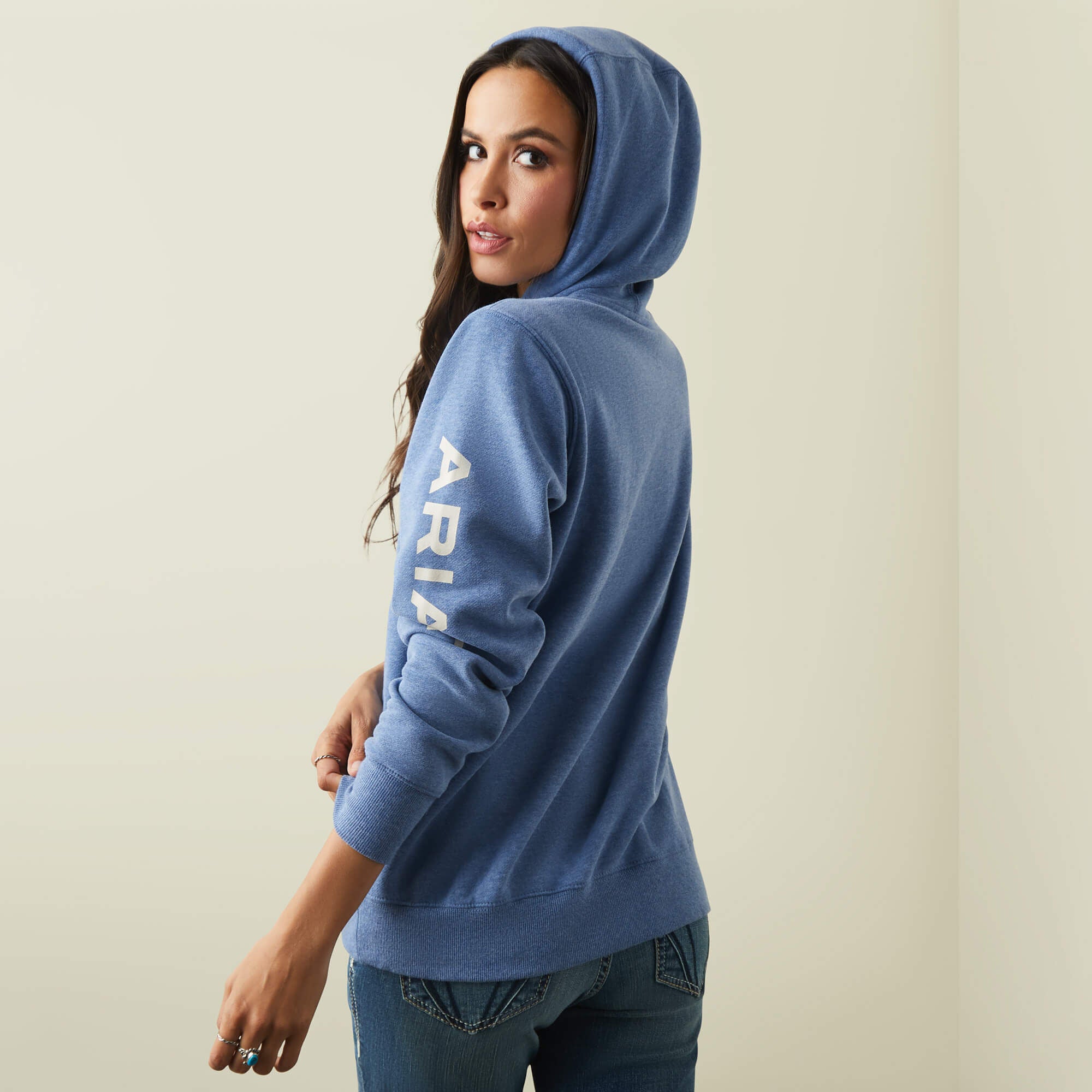 Ariat Logo Hoodie Women - BLUE HEATHER